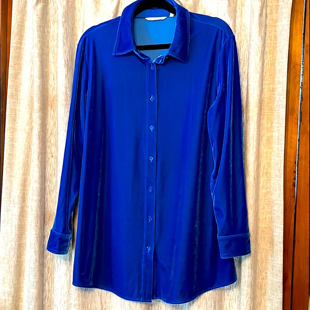Soft surroundings royal blue velvet top